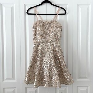 Crystal Doll Champagne Sequin Homecoming Dress